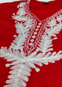 Red Embroidered short kurti ❤️