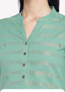 Rangmanch Green Golden Striped Kurta
