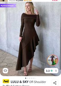 Newme Off Shoulder Brown Dress