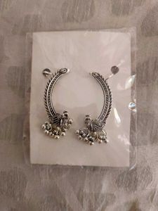 Silver Peacock Drop Earrings