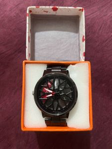 Sleek Black Watch ( Spinning Wheel 🛞 Dial )