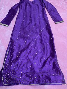 Designed Boat Neck Kurtha With Golden