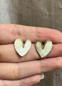White Heart Earrings
