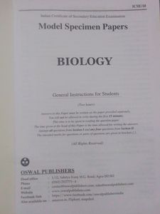 Model Specimen Papers ICSE(Biology)