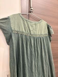 Embroidered Green Tunic Top