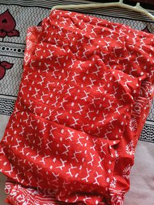 Printed Orange Kurta with Dupatta