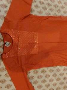 Orange Embroidered Kurta