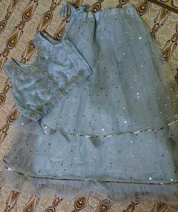 Sparkling BabyBlue Lehenga Choli Set for *KIDS*