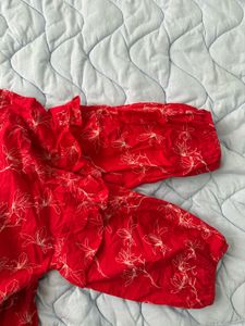 Red Floral Print Blouse