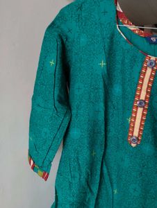 Green Printed Kurta