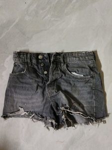 Grey Denim Shorts