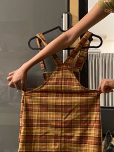 Plaid Overall Dress