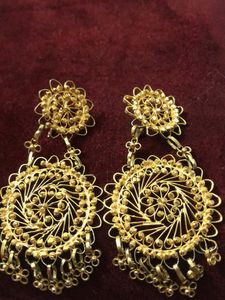 Gold Filigree Dangle Earrings