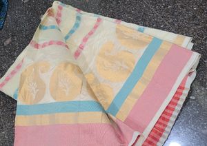 Cream Soft Tissue Saree[No Blouse]
