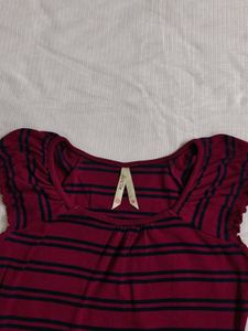Striped Ruffle Sleeve Top