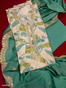 Green & Ivory Embroidered Suit