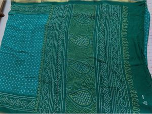 Sea Green Bandhani Print Saree