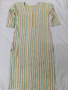 White And Pastel Colour Kurti
