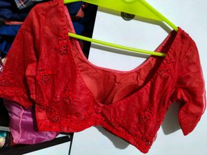Fancy Beautiful Red Saree With Blouse