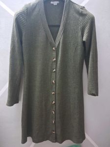 Olive Green Waffle Knit Dress