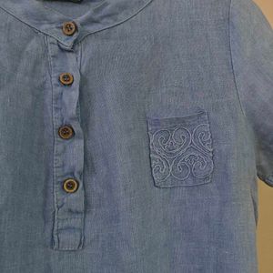 100% Linen Worked Top