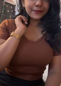 Brown Ribbed V-Neck Top