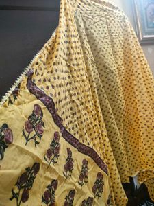 A Line Mustard Yellow Kurti With Duppata, NO PANT