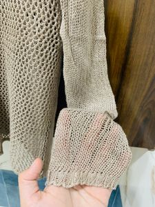 Beige Crochet Top For Women