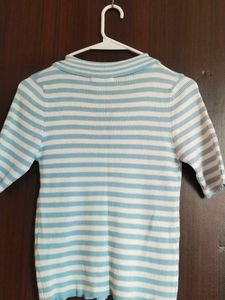 Striped Zip-Up Knit Top