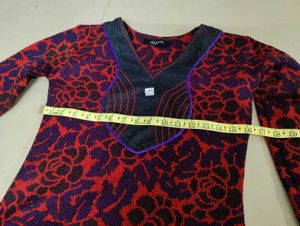 Floral Kurta with Red Leggings