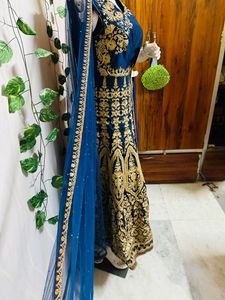 Blue &amp; Gold Embroidered Indian Dress