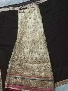 Elegant Black Dupatta with Gold &amp; Sequin Border