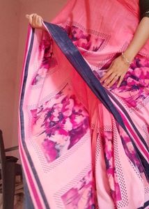Elegant Pink Printed Saree