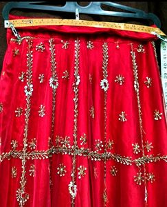 Red bridal Lancha net 3 pieces Koti,Lehenga,Dupatt