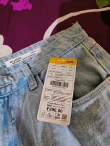 Blue wide leg jeans