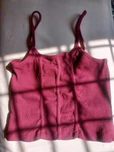 Ribbed Burgundy Crop Tank Top