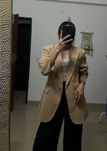 Beige Double Breasted OVERSIZED Fit Blazer