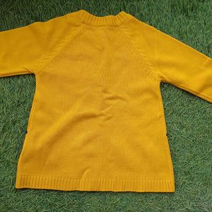 Pink &amp; Blue Kids Embroidered Yellow Sweater