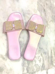 Pink Rhinestone Bow Slides