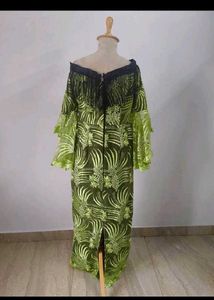 Elegant Green &amp; Black Embellished Gown