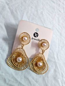 Golden Alloy Drop Classy Earrings
