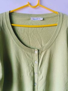 lime green vintage pinteresty button-up cardigan