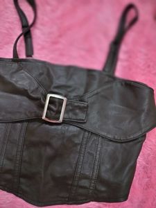 Black Corset Style Crop Top