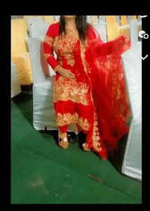 Heavy Work Suit With Frill Dupatta