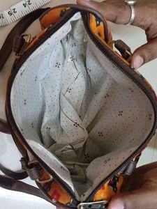 Mustard Kalamkari Printed Handbag
