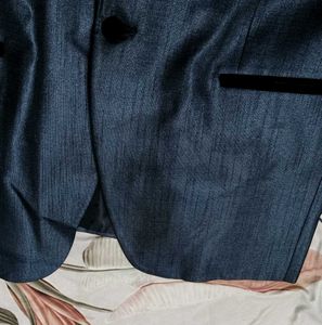 Partywear Men Shiny Stylish Blue Suit Set