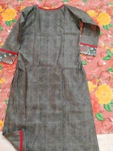 Grey Embroidered Kurti with Matching Pants