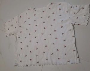 Floral Print White Top
