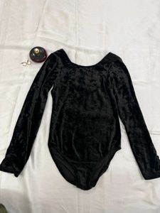 Black Velvet Long Sleeve Leotard