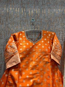 Orange Embroidered Lehenga Choli Dupatta